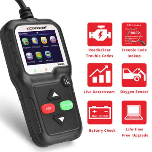 OBDII Scanner for 12V vehicles with I/M Readiness Key Handheld KW680 Universal Wholesale